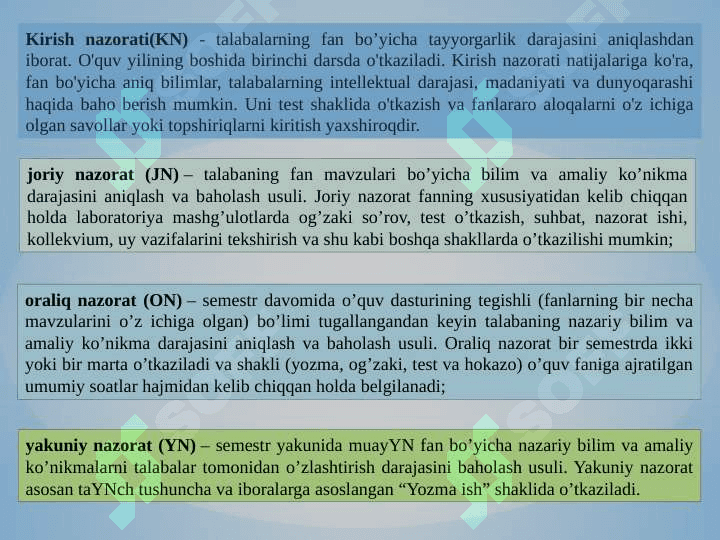 O’QUVCHILAR BILIMINI TEKSHIRISH VA BAXOLASH USULLARI 5