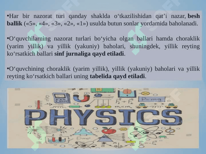 O’QUVCHILAR BILIMINI TEKSHIRISH VA BAXOLASH USULLARI 6