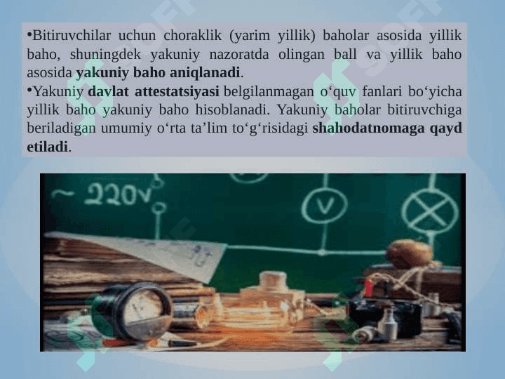 O’QUVCHILAR BILIMINI TEKSHIRISH VA BAXOLASH USULLARI 8