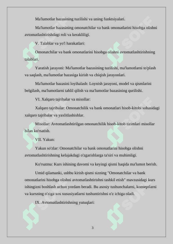 Omonatchilar va bank omonatlarini hisobga olishni avtomatlashtirishni tashkil etish uchun ma’lumotlar bazasini loyihalash 3