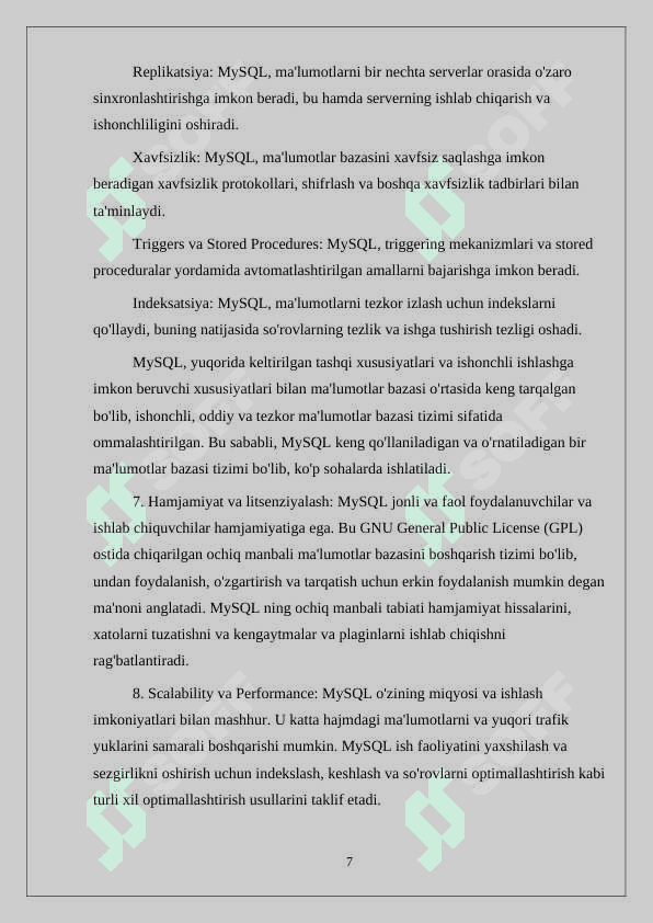 Omonatchilar va bank omonatlarini hisobga olishni avtomatlashtirishni tashkil etish uchun ma’lumotlar bazasini loyihalash 7