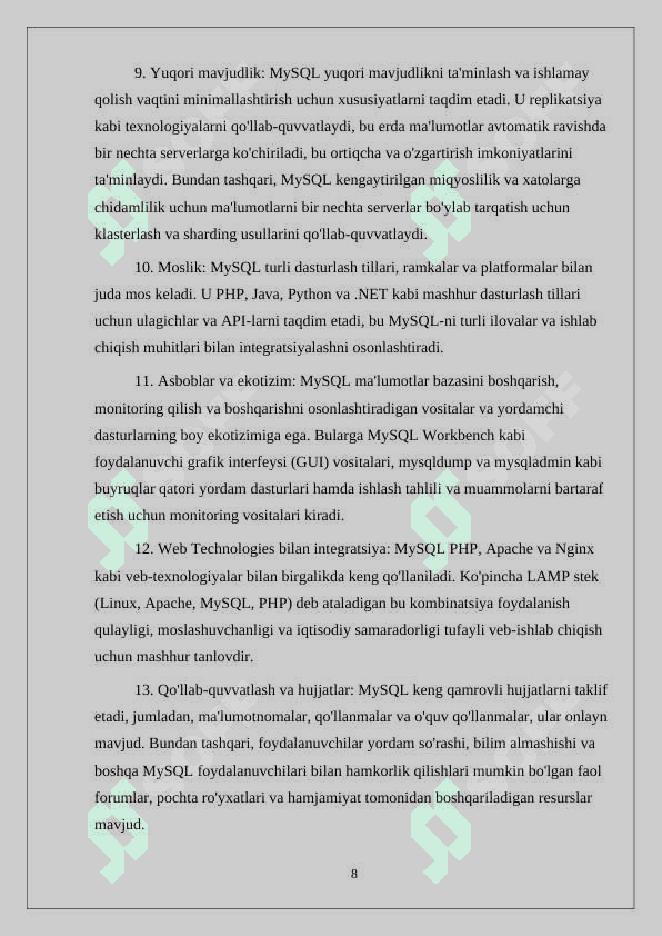 Omonatchilar va bank omonatlarini hisobga olishni avtomatlashtirishni tashkil etish uchun ma’lumotlar bazasini loyihalash 8