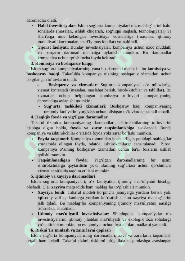Islom sug‘urta tashkiloti daromadlari va xarajatlari 2