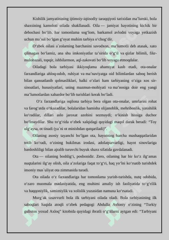 Oilaning ijtimoiy-psixologik muhitining farzand tarbiyasiga ta'siri 2