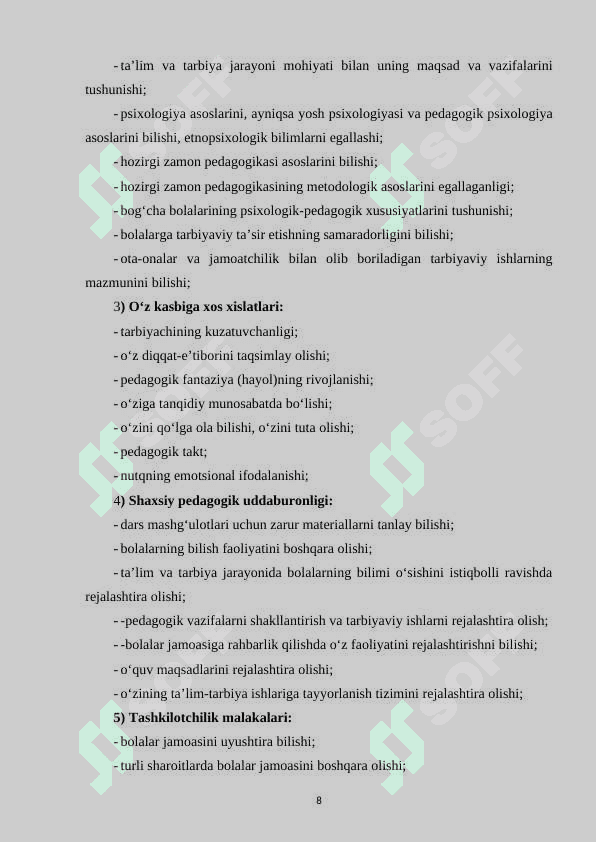 O‘QITUVCHIGA QO‘YILGAN ZAMONAVIY TALABLAR 8