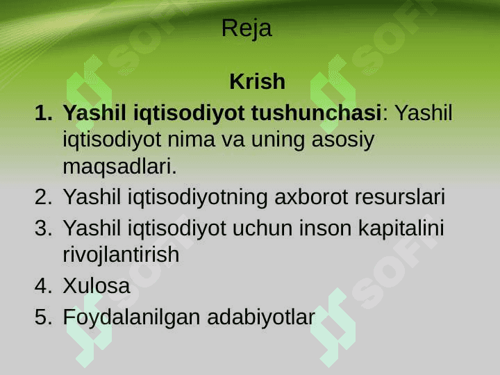 Yashil qitisodiyot ning Axborot resurslari 2