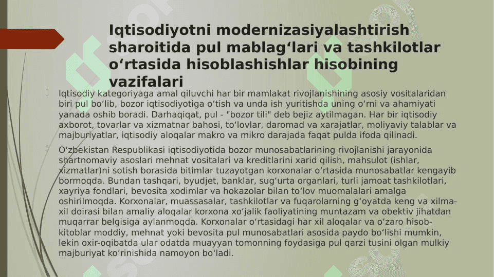 Pul mablagʻlari va hisob kitoblar hisobi || Пул маблағлари ва хисоб китоблар хисоби 7