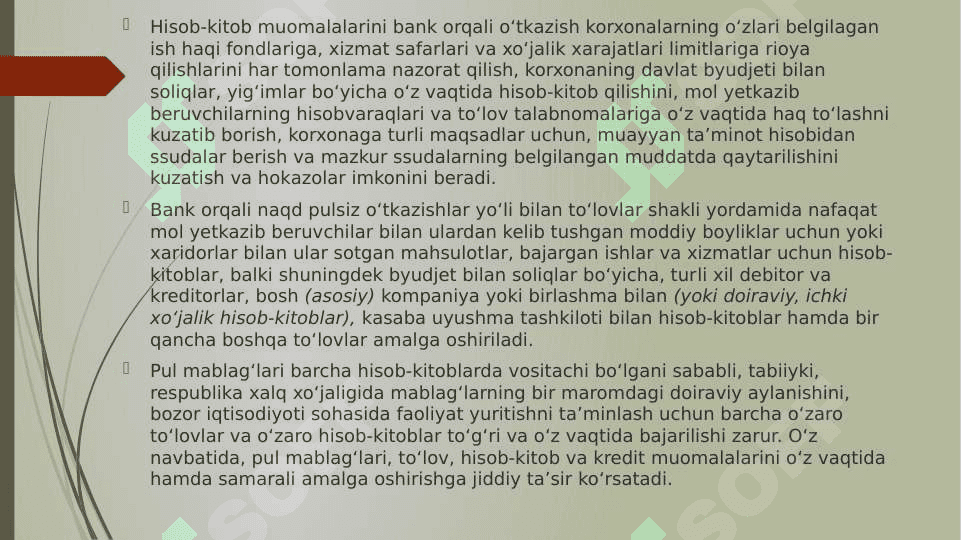 Pul mablagʻlari va hisob kitoblar hisobi || Пул маблағлари ва хисоб китоблар хисоби 8
