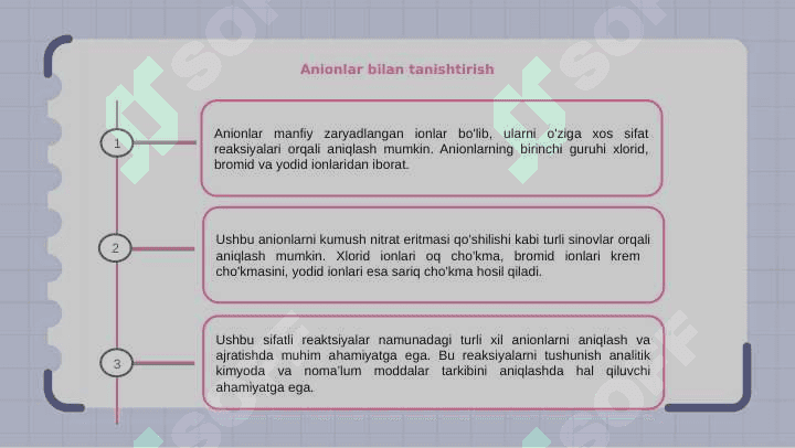 Anionlarning birinchi guruhi va ularga xos sifat reaksiyalari 3