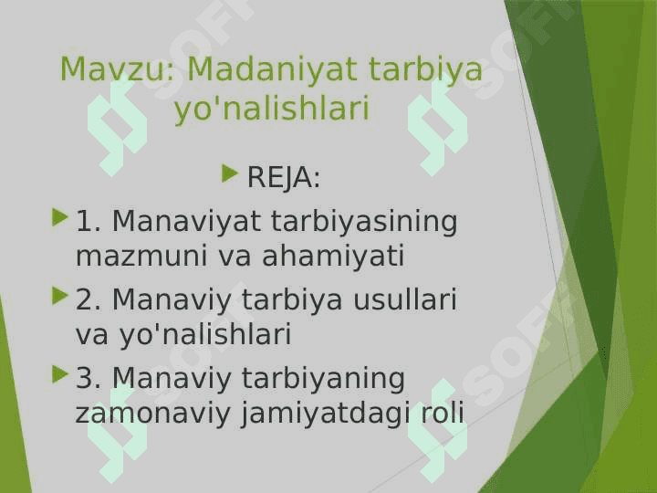 Madaniyat tarbiya yo'nalishlari 2
