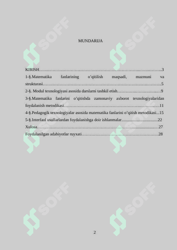 MATEMATIKA O‘QITISHNI  TASHKIL ETISH FORMALARI.  SINF DARS SISTEMASI. 2
