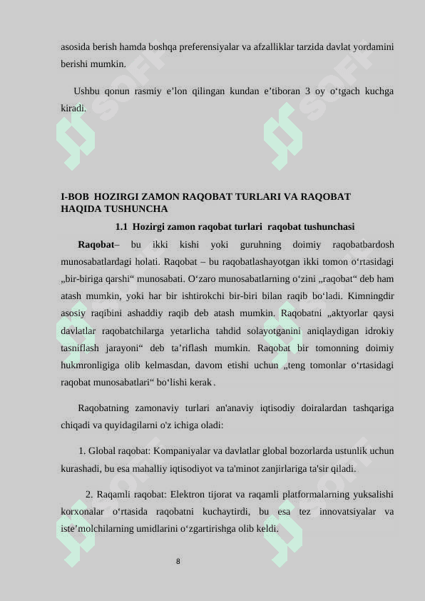 Hozirgi zamon sharoitida xalqaro raqobat va uning namoyon bo‘lishi 6