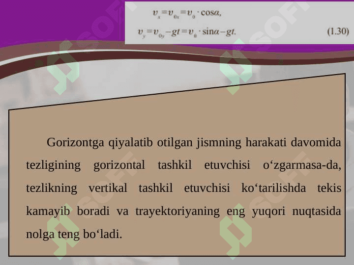 GORIZONTGA QIYA OTILGAN JISM HARAKATI 5