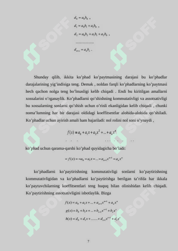 Ko’phadlarning butun va ratsional  ildizlari. Eyzenshteyn kriteriyasi 7