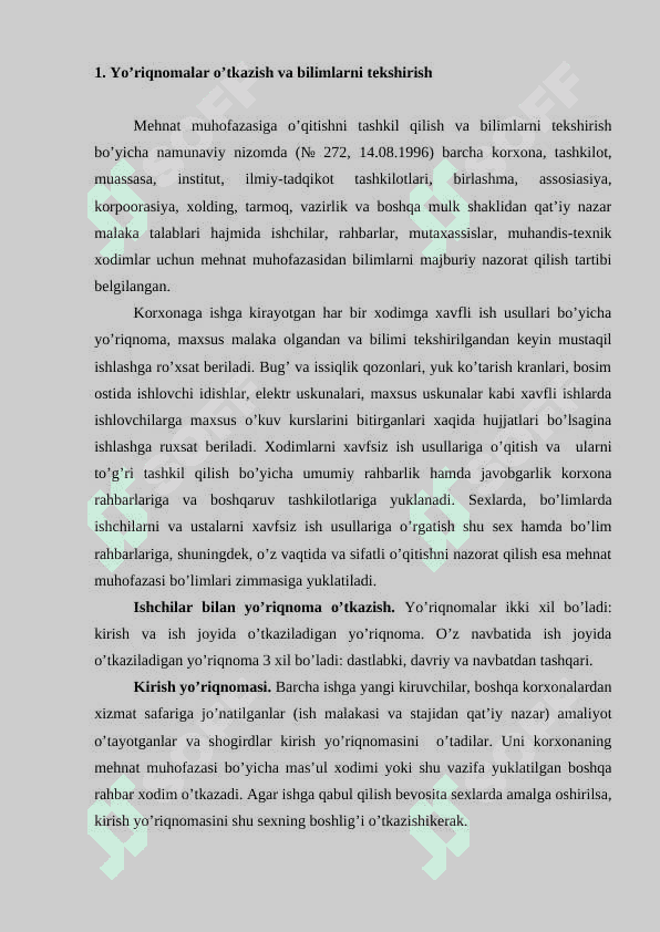 Mehnat muhofazasi ishlarini tashkil qilish 2