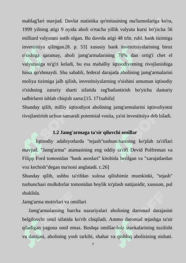 Iqtisodiy jamgʻarish mohiyati va manbalari 7