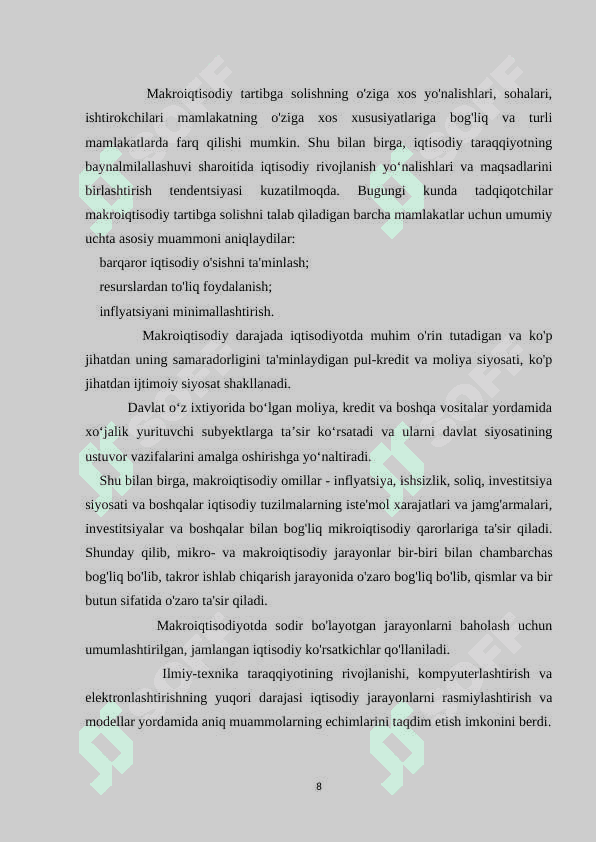 Makroiqtisodiyot, uning maqsadlari va vazifalari 8