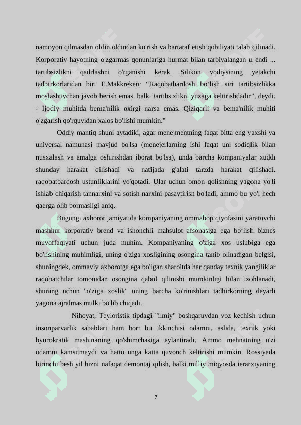 Zamonaviy menejment xususiyatlari 7