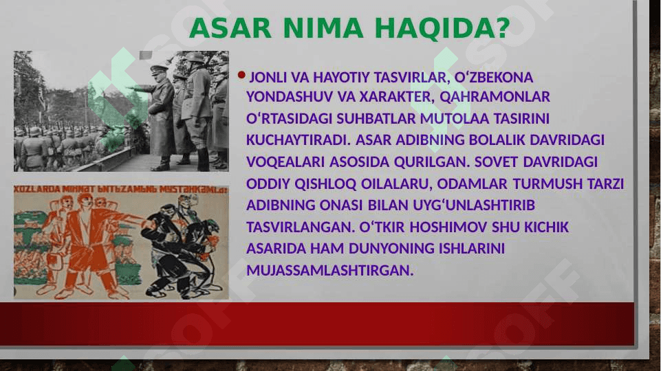 O'tkir Hoshimovning  Dunyoning ishlari asarining badiiy tahlili 4