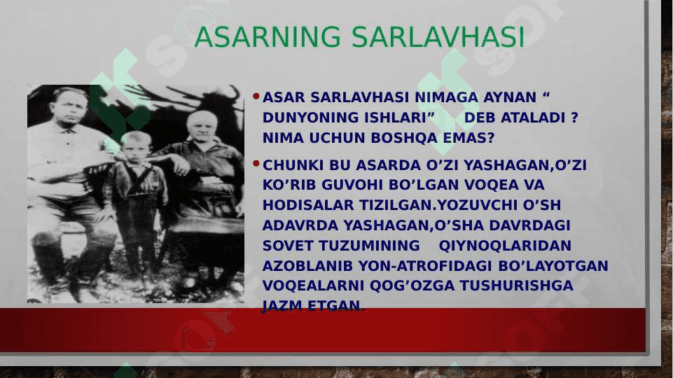 O'tkir Hoshimovning  Dunyoning ishlari asarining badiiy tahlili 5