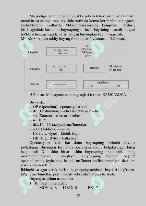 BUYRUQLAR TIZIMINING ARXITEKTURASI.  ASSEMBLER TILINING ASOSIY OPERATORLARI BILAN  TANISHISH 4