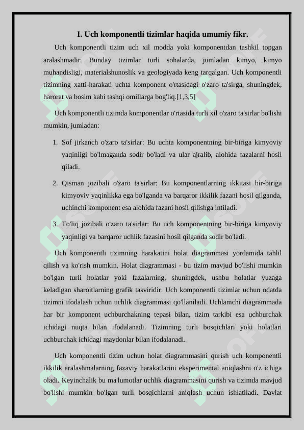Uch komponentli sistemlarning holat diagrammasi. 6