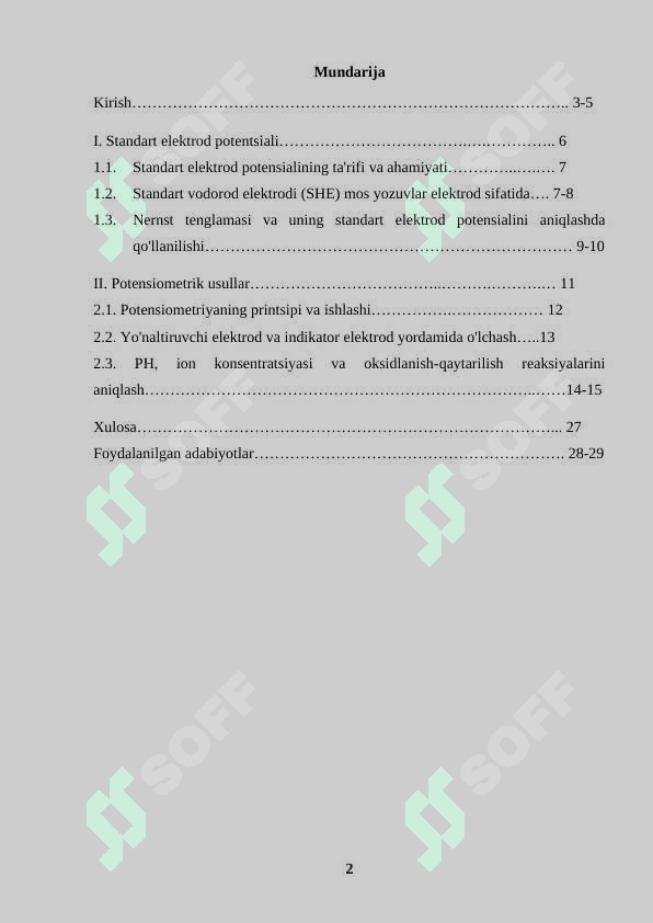 Elektrodlar potensialini aniqlash usullari. 2