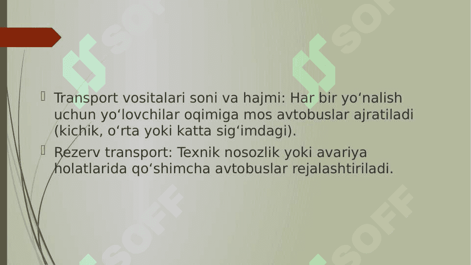 Shaharlalaro yo’nalishlarda avtobuslar ishini tashni tashkil etish 4