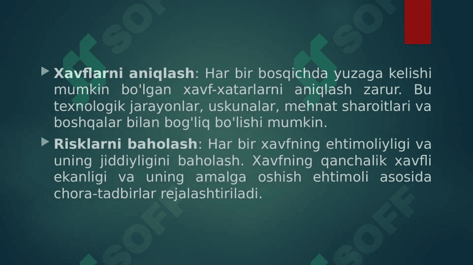 Faoliyatning turli bosqichlarida xafsizlik shartlarini tahlil qilish 2