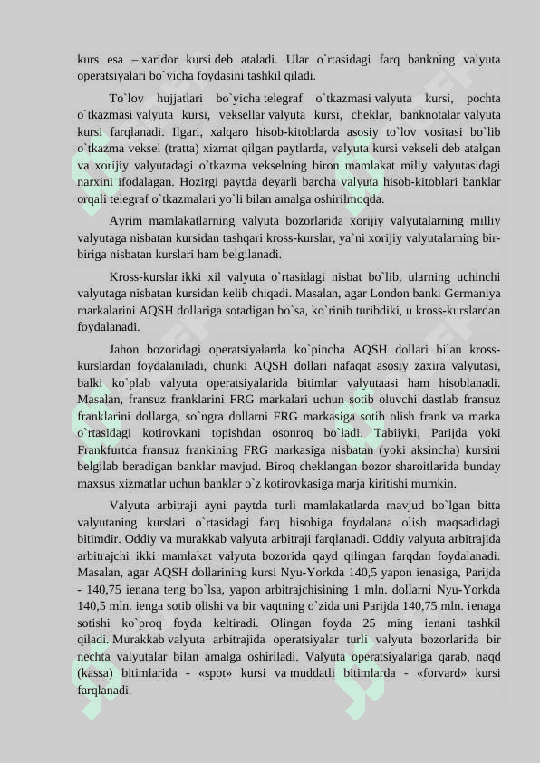 VALYUTA VA VALYUTA KURSI TUSHUNCHASI 4