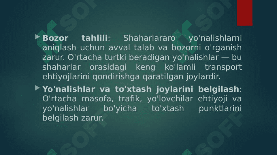 Shaharlararo yo'nalishlarda avtomobil ishini tashkil etish 2