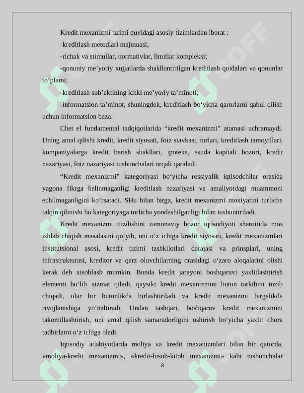 KREDIT MEXANIZMI VA UNING ELEMENTLARI 8