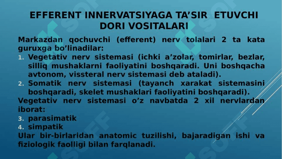 M-VA N-  XOLINOMIMETIK VOSITALAR, M- VA N- XOLINOBLOKATOR VOSITALAR. ANTIXOLINESTERAZA  VOSITALARI. M- XOLINOMIMETIK VOSITALAR. M-XOLINOBLOKATOR VOSITALAR 3