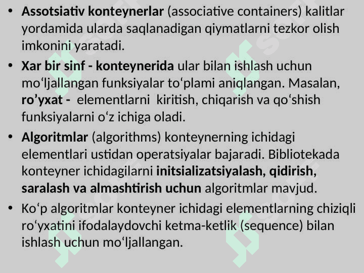 Chiziqli ma’lumotlar tuzilmalari. Chiziqli konteynerlar va ularni qo‘llash.  Iteratorlar. 4