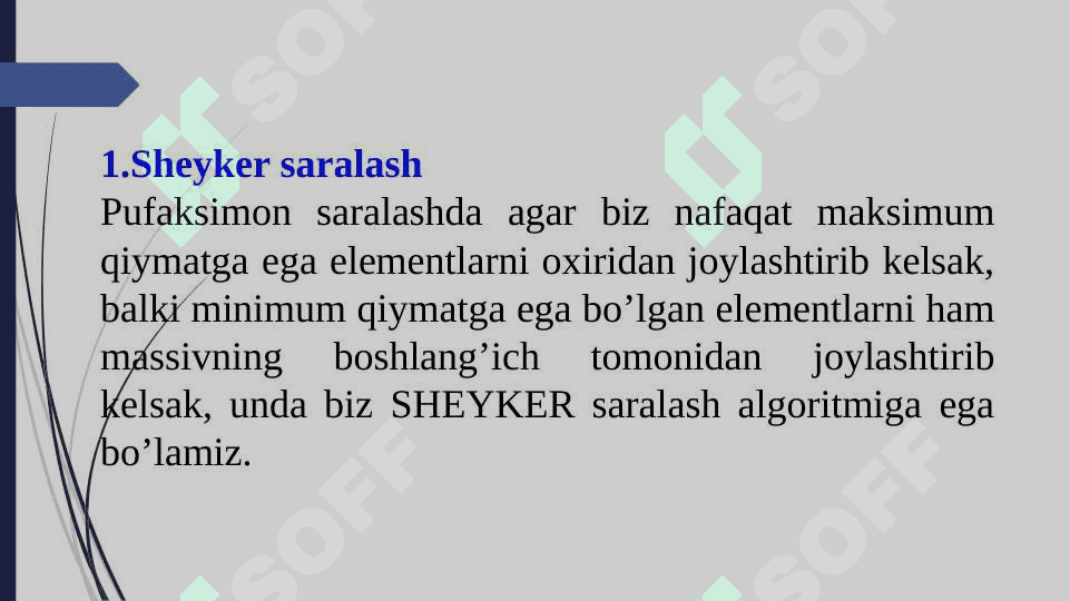 Ma'lumotlarni saralash algoritmlari. Saralashning yaxshilangan usullari va ularning samaradorligi. 3