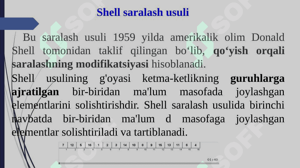 Ma'lumotlarni saralash algoritmlari. Saralashning yaxshilangan usullari va ularning samaradorligi. 7