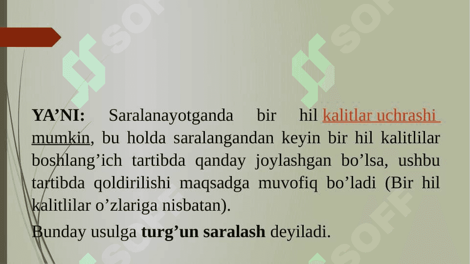 Ma'lumotlarni saralash algoritmlari. 8