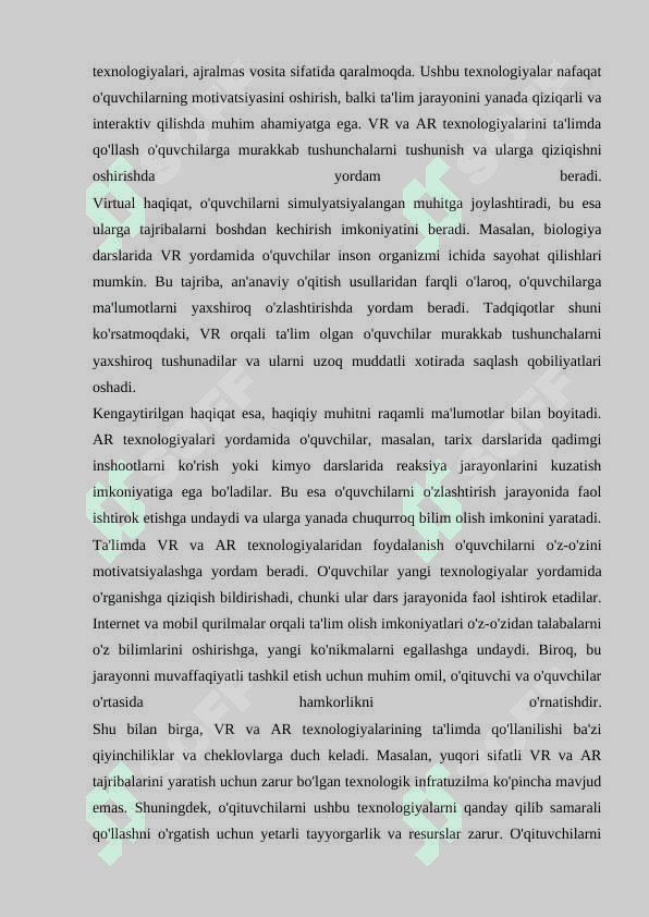 TEXNALOGIYA DARSLARIDA INNOVATSION TEXNOLOGIYALARDAN FOYDALANISH 7