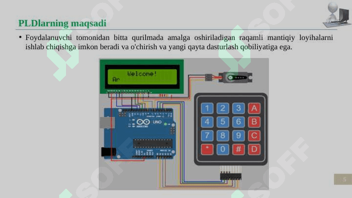Kompyuterlami tashkil qilishning raqamli mantiqiy asoslari. Bul algebrasi, Bul funksiyalarini amalga oshirish. Dasturlanadigan mantiqiy qurilmalar. 5