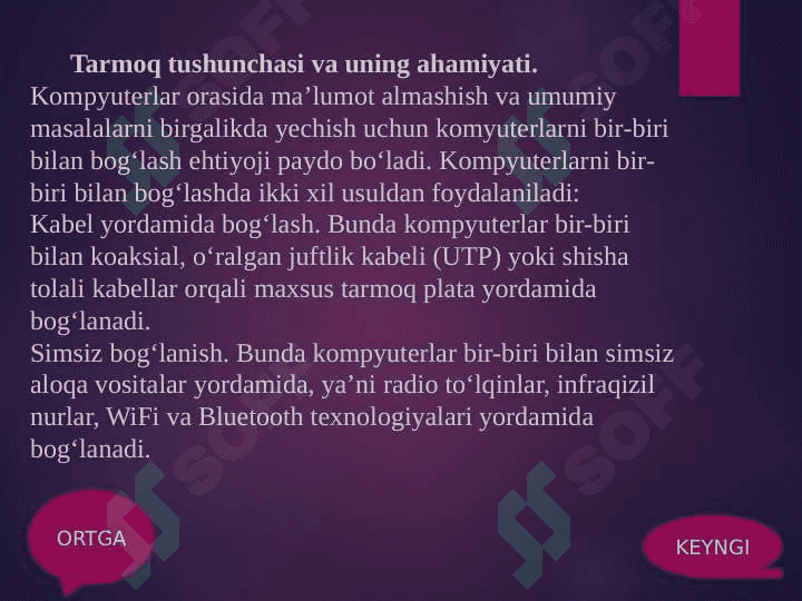 TELEKOMUNIKATSIYA VA TARMOQLAR. TASHKILOT TARMOQLARI pptx 2