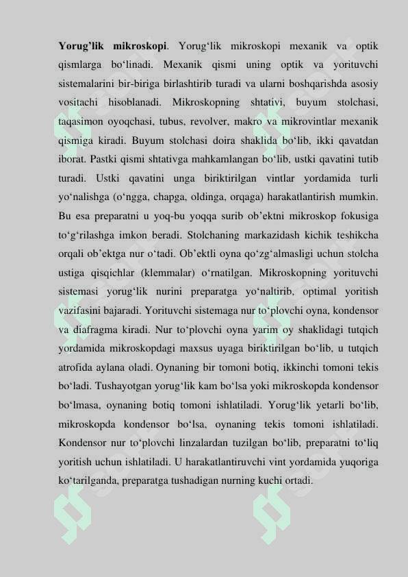Mikroskop tuzilishi va u bilan ishlash 3