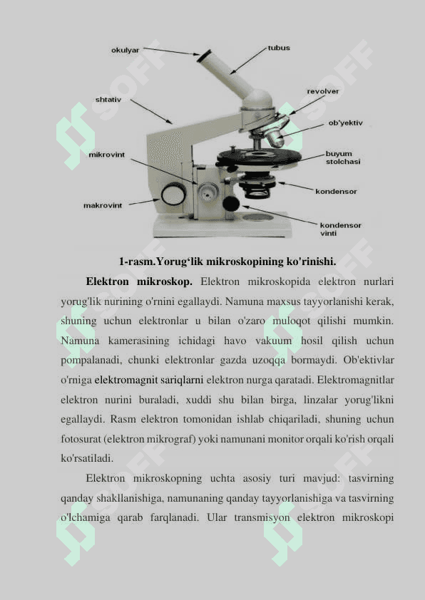 Mikroskop tuzilishi va u bilan ishlash 4