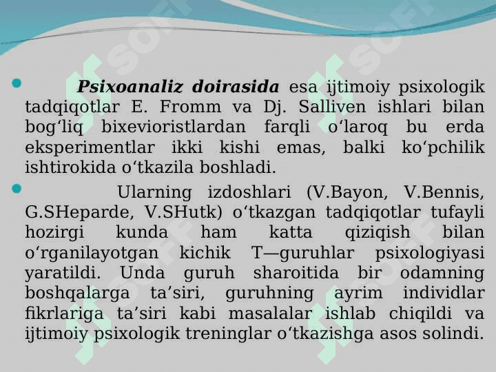 Ijtimoiy psixologiyaning asosiy zamonaviy yo’nalishlari 7