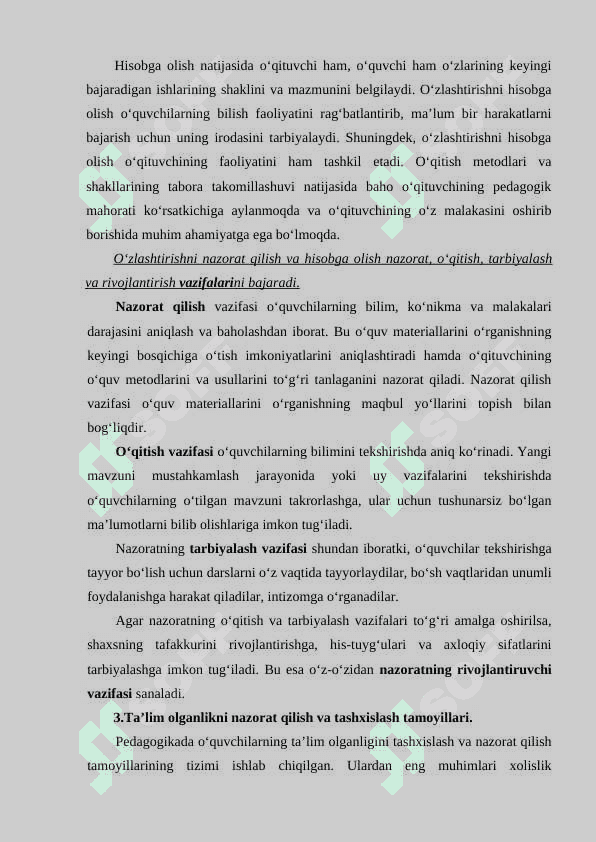 O'QUVCHILARNING BILIM, KO'NIKMA, MALAKA VA KOMPETENSIYALARINI DIAGNOSTIKASI 4