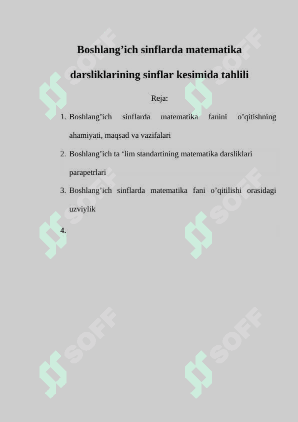 Boshlang’ich sinflarda matematika darsliklarining sinflar kesimida tahlili 2