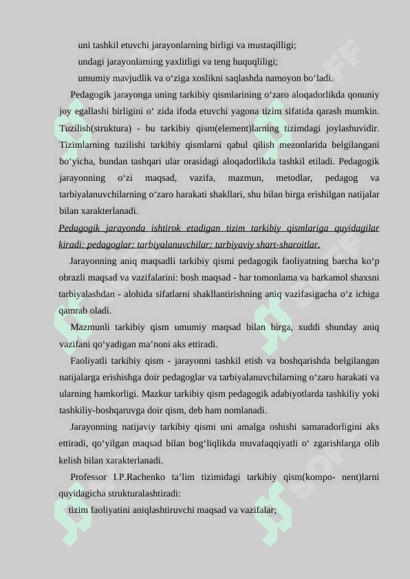 Didaktika-pedagogik ta'lim nazariyasi. Ta'lim jarayoni yaxlit tizim sifatida. 8
