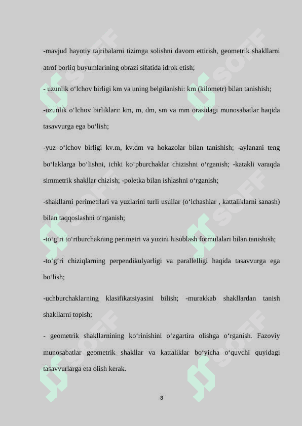 1-sinf matematika darslarida geometrik materiallar ustida ishlash metodikasi. 8