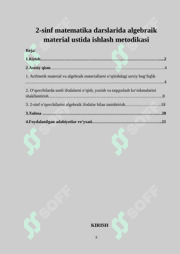 2-sinf matematika darslarida algebraik material ustida ishlash metodikasi 2