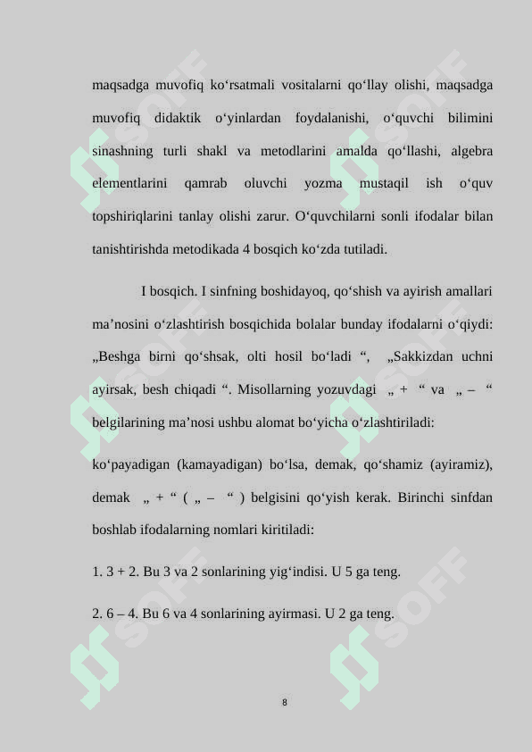2-sinf matematika darslarida algebraik material ustida ishlash metodikasi 8