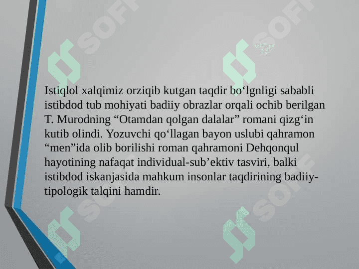 Hozirgi o‘zbek romanlari tahlili 8